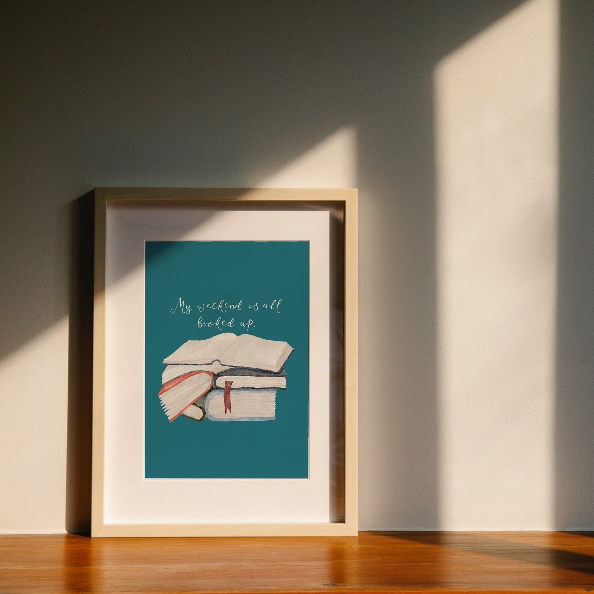 A4 All Booked Up bookish print Print And Hope Designs   