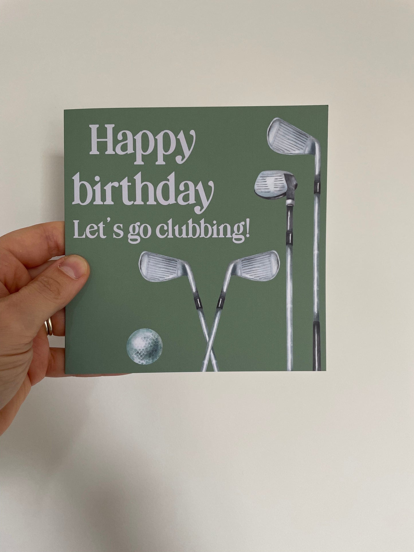 Golf “let’s go clubbing” birthday card Cards And Hope Designs   