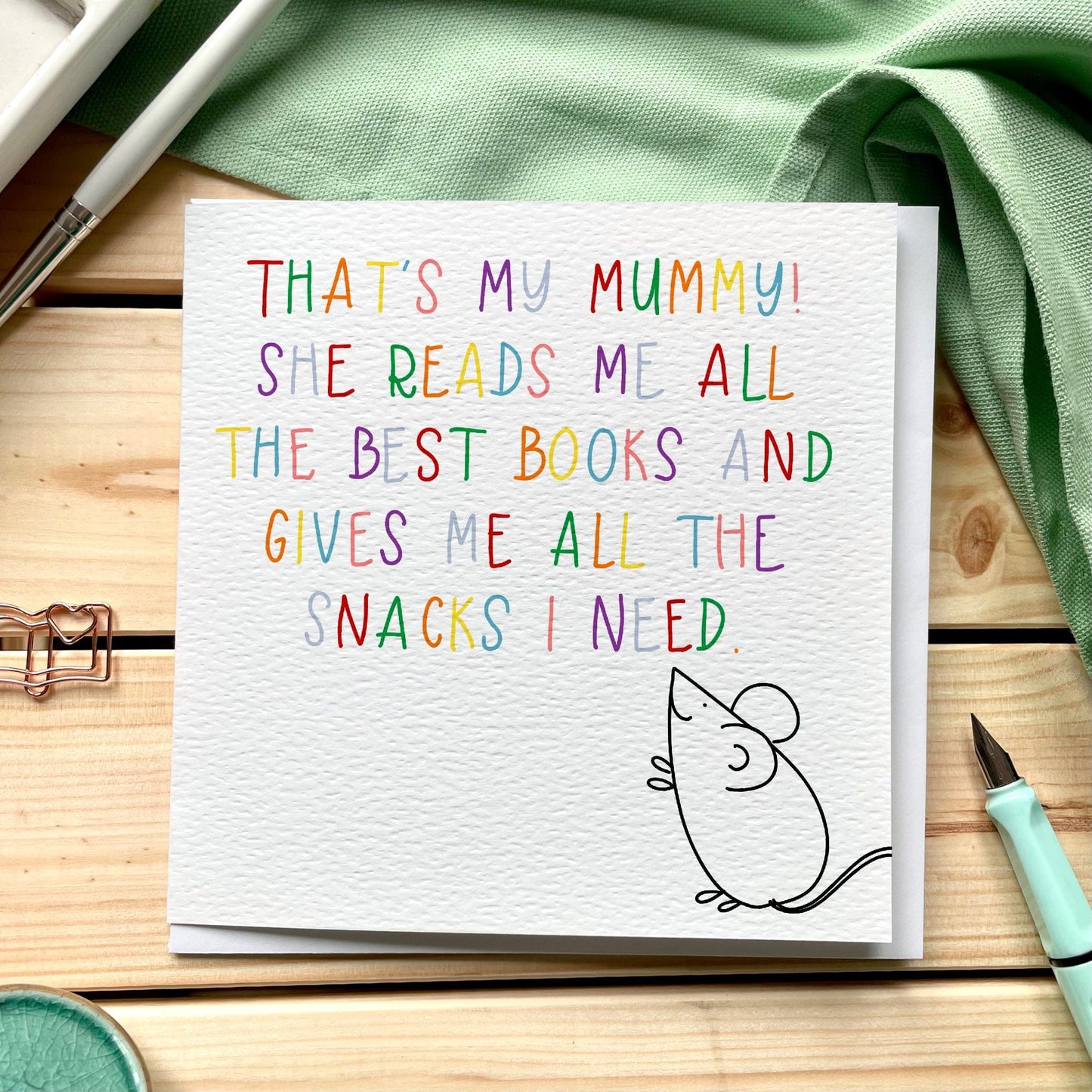 Books And Snacks Mouse Mother’s Day Card And Hope Designs Cards