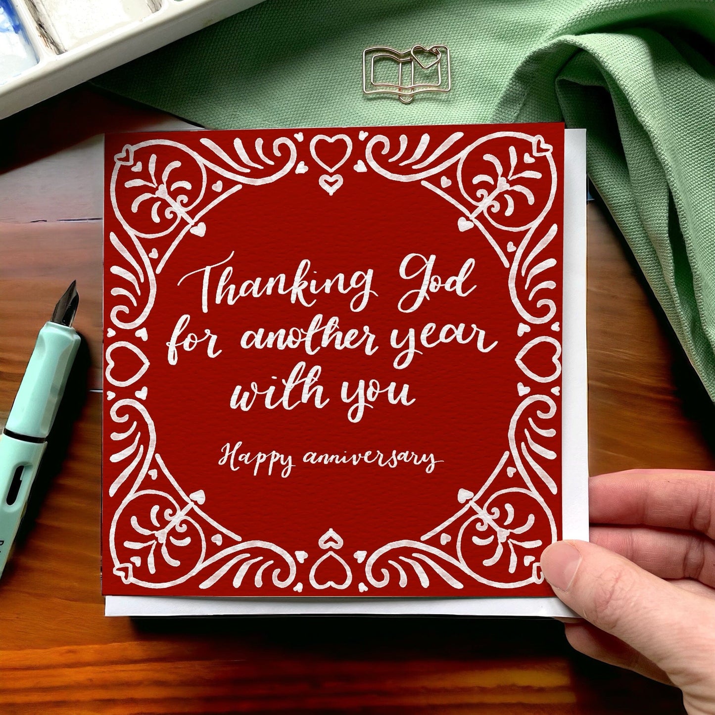 Border Anniversary Card - Thanking God for Another Year With You And Hope Designs Cards