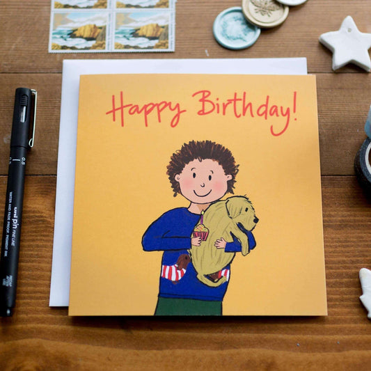 Boy with puppy birthday card And Hope Designs Greeting & Note Cards