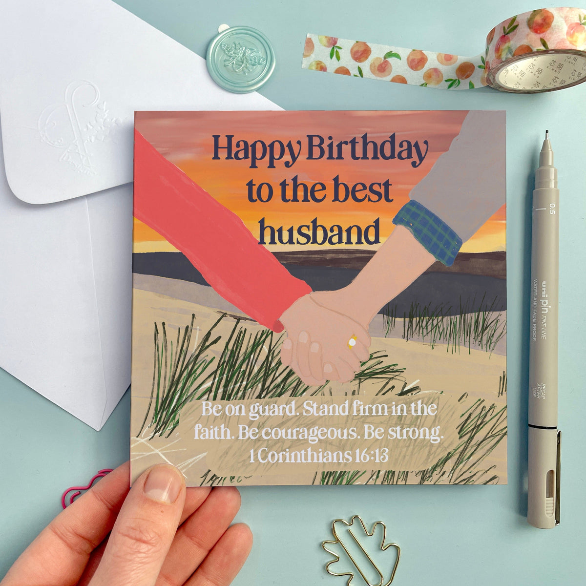Christian Husband Birthday Card - Beach Holding Hands And Hope Designs Cards