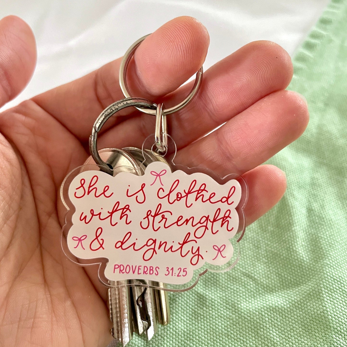 Christian keyring - Proverbs 31:25 And Hope Designs Keyring
