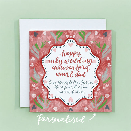 Christian Ruby Wedding Anniversary Card With Scripture And Hope Designs
