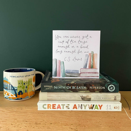 CS Lewis book and tea quote greeting card And Hope Designs Cards