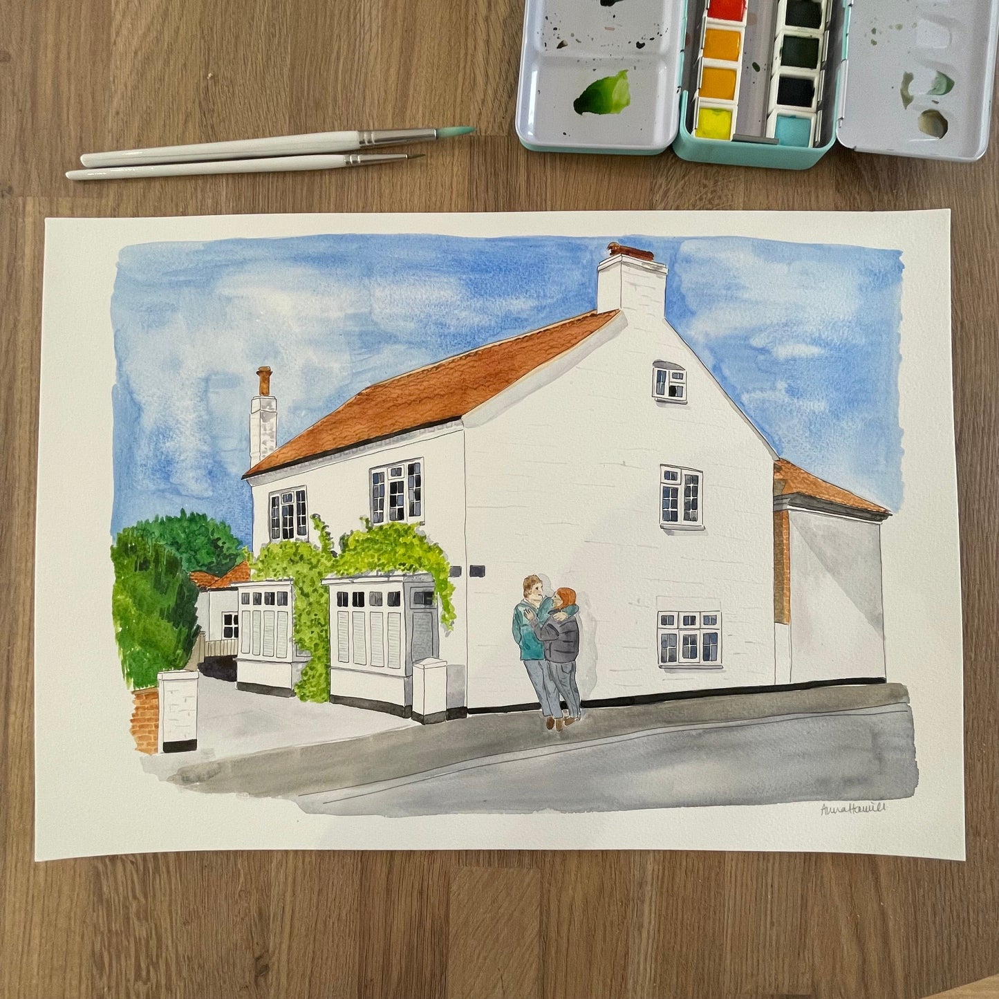 Custom Watercolour painting with people And Hope Designs Commission