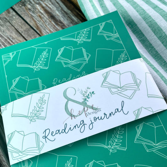Reading journal, teal green cover And Hope Designs Notebook