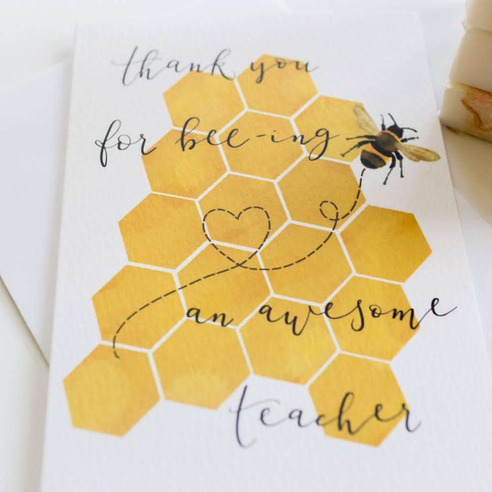 Thank you teacher card - Bee Cards And Hope Designs   
