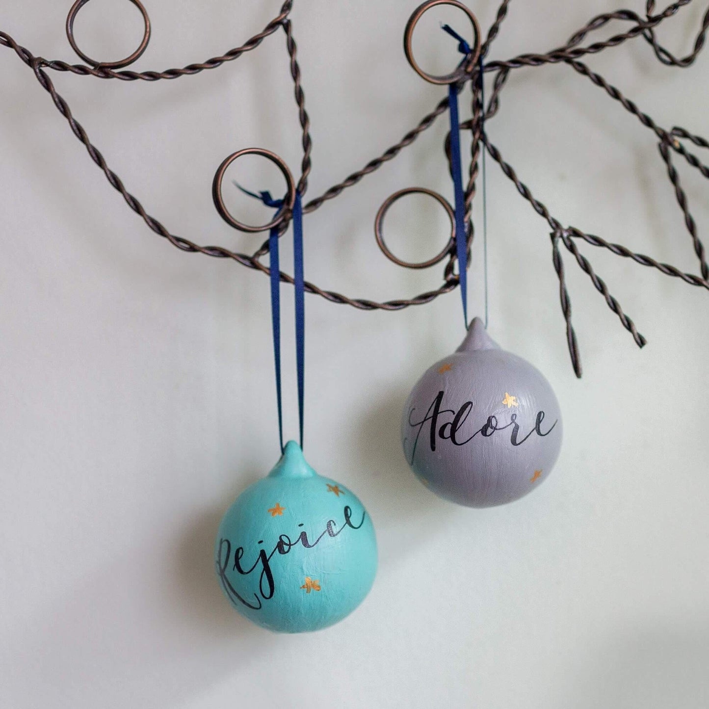 Christmas baubles - Christian calligraphy ceramic Baubles And Hope Designs   
