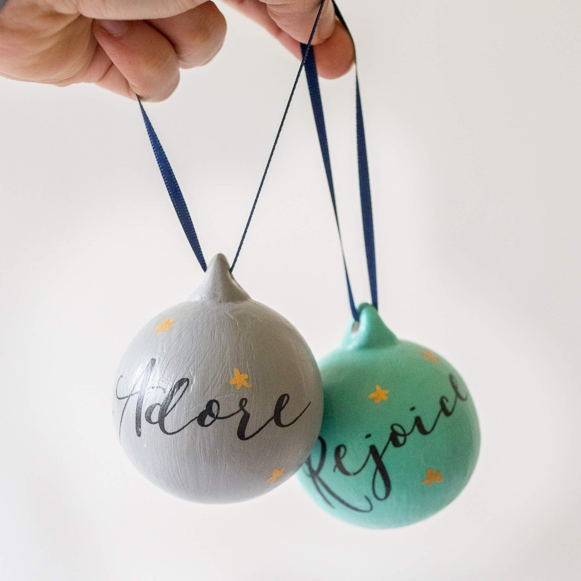 Christmas baubles - Christian calligraphy ceramic Baubles And Hope Designs   
