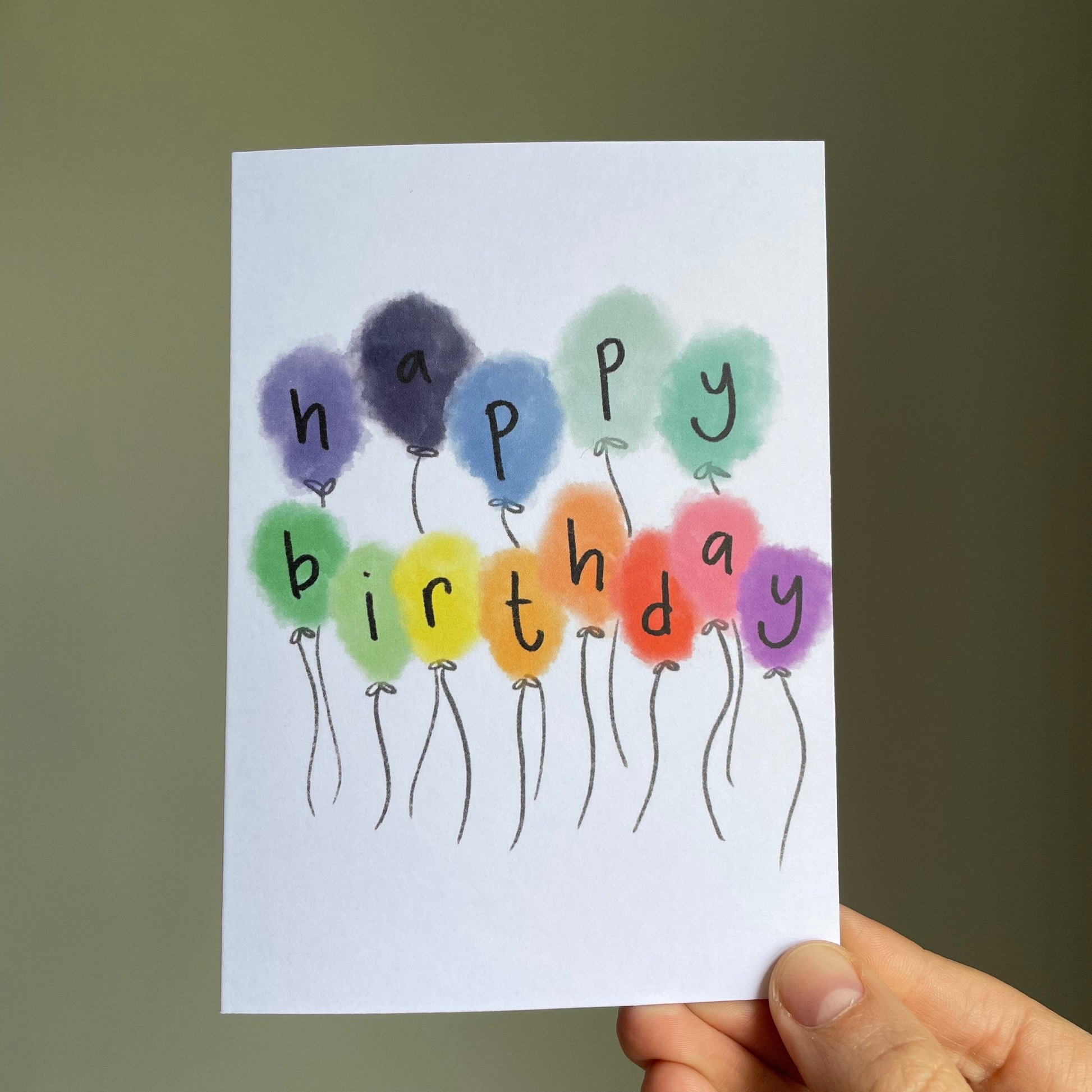 Happy birthday multicoloured balloons Greeting & Note Cards And Hope Designs   