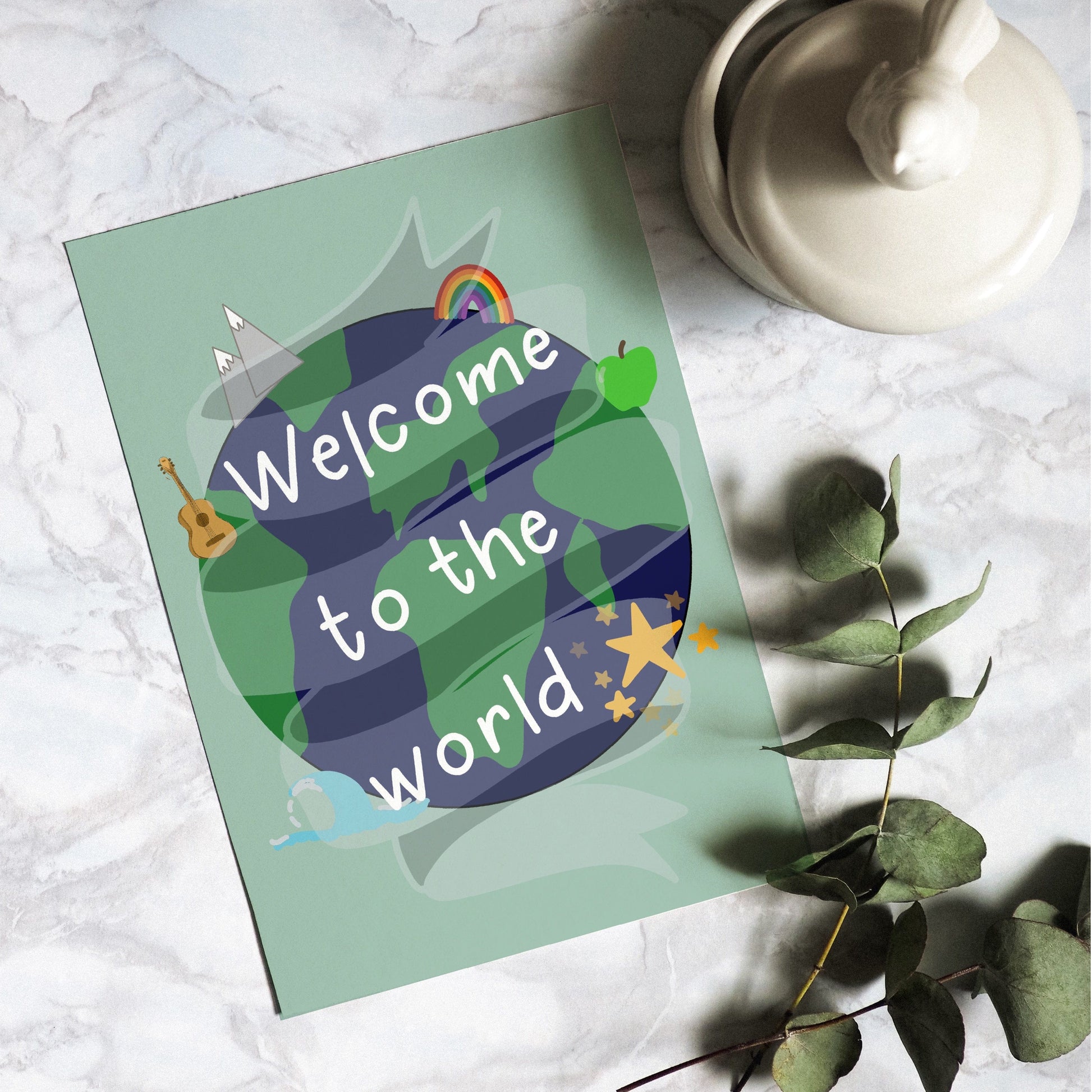New baby card - sage green Welcome to the world Cards And Hope Designs   