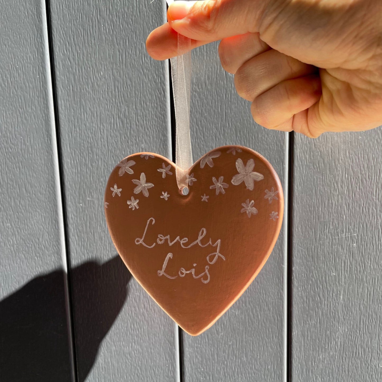 Personalised rose gold ceramic heart decoration Baubles And Hope Designs   