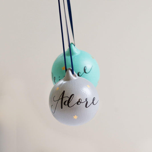 Christmas baubles - Christian calligraphy ceramic And Hope Designs Baubles