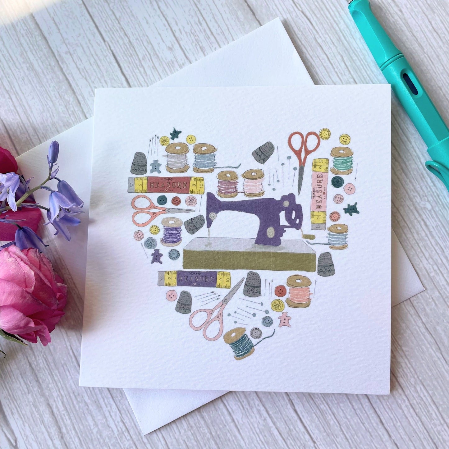 Sewing Heart Card, card for sewists, embroidery lovers and women who own a sewing room by And Hope Designs Cards