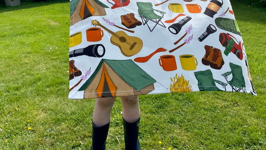 And Hope Designs tea towel as modelled by Anna’s 4-year-old showing off his bare knees and wellies