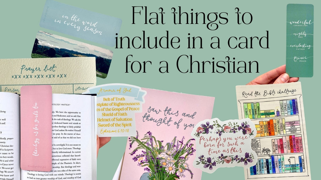 A selection of flat things to include in a card for a Christian 
