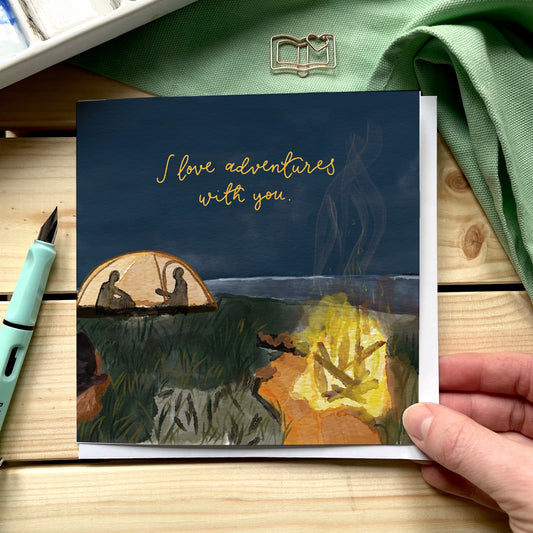 I love adventures with you campfire romantic card