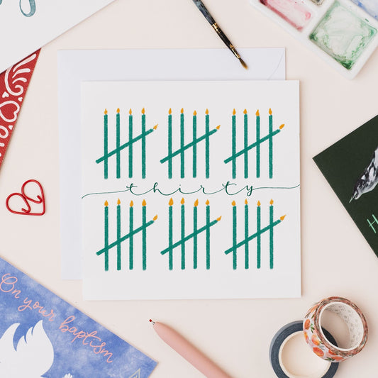 30th Birthday Card - Tally of Candles And Hope Designs Cards