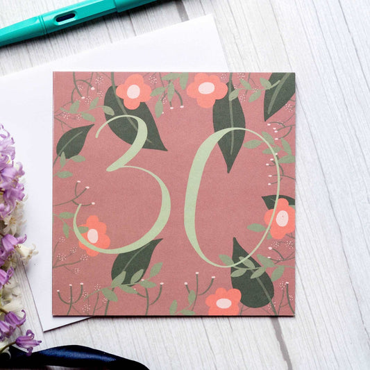 30th floral birthday card And Hope Designs Greeting & Note Cards