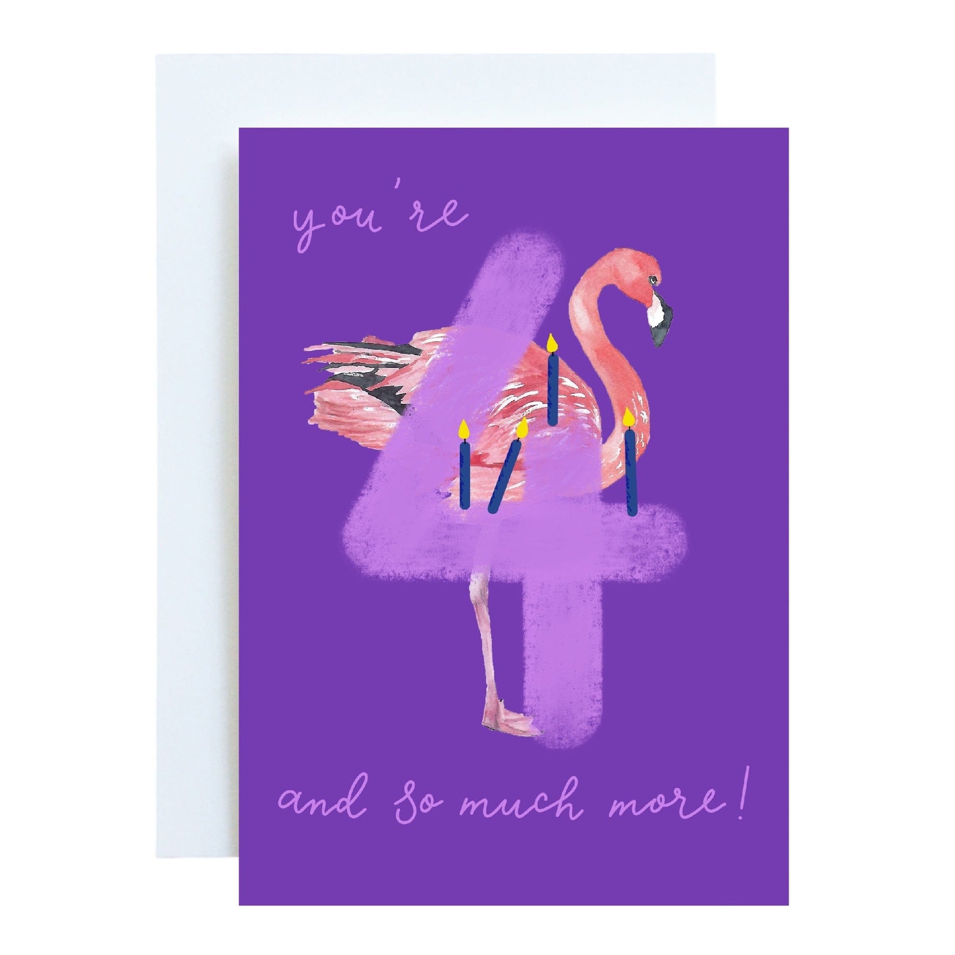 4 - Fourth birthday Card - Bright “you’re 4 and so much more” with flamingo And Hope Designs Cards