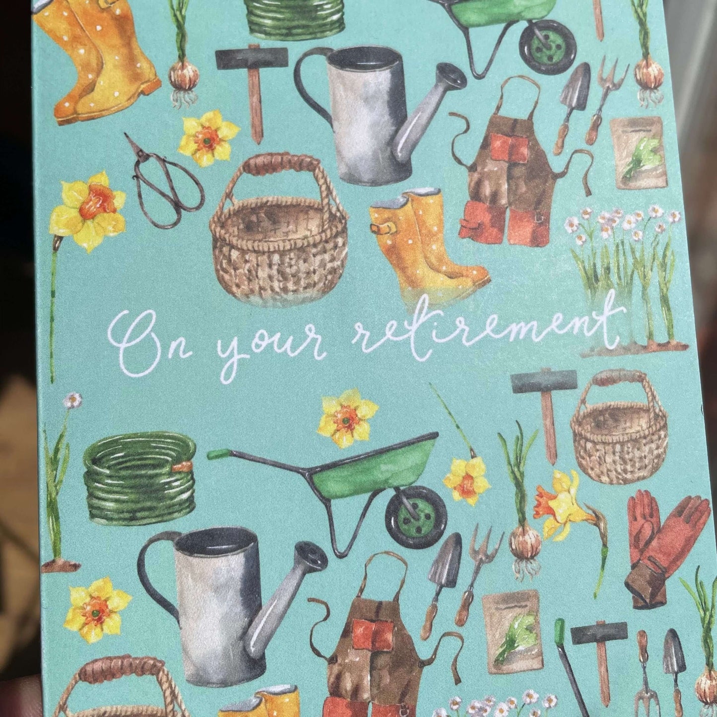 On your retirement card, gardening theme Cards And Hope Designs   