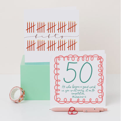 50th Birthday Card - Tally of Candles And Hope Designs Cards
