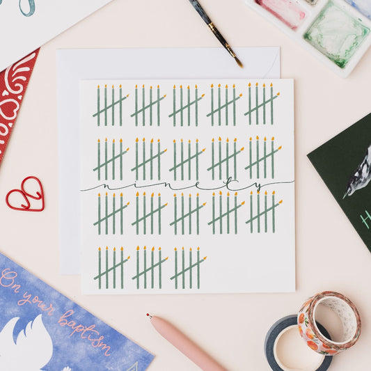 90th Birthday Card - Tally of Candles And Hope Designs Cards