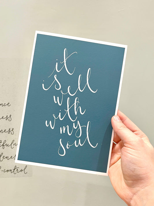 It is Well Christian Hymn Print - Blue