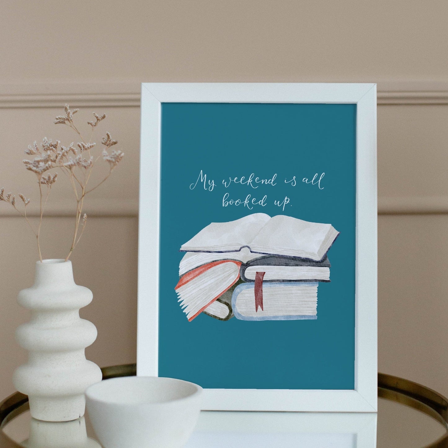 A4 All Booked Up bookish print And Hope Designs Print