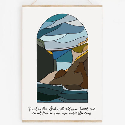 A4 Christian Northern Irish print - Carrick-a-Reed rope bridge And Hope Designs Print