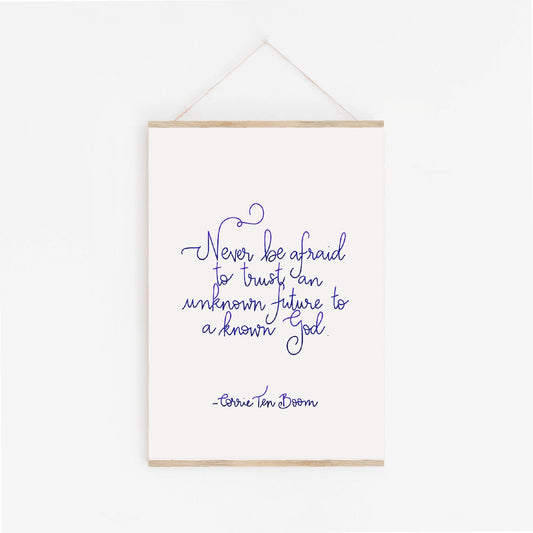 A4 Christian Print - Corrie Ten Boom quote - navy blue And Hope Designs Print