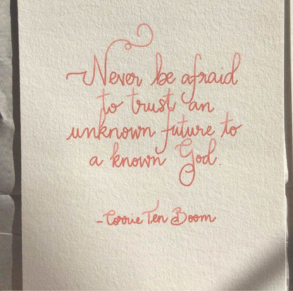 A4 Christian Print - Corrie Ten Boom quote - pink And Hope Designs Print