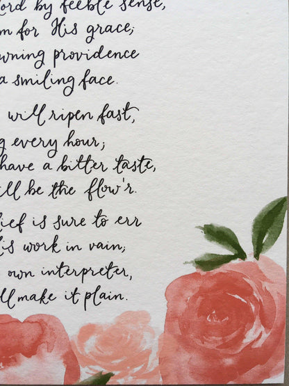 A4 Christian print - God moves in a mysterious way hymn And Hope Designs Print