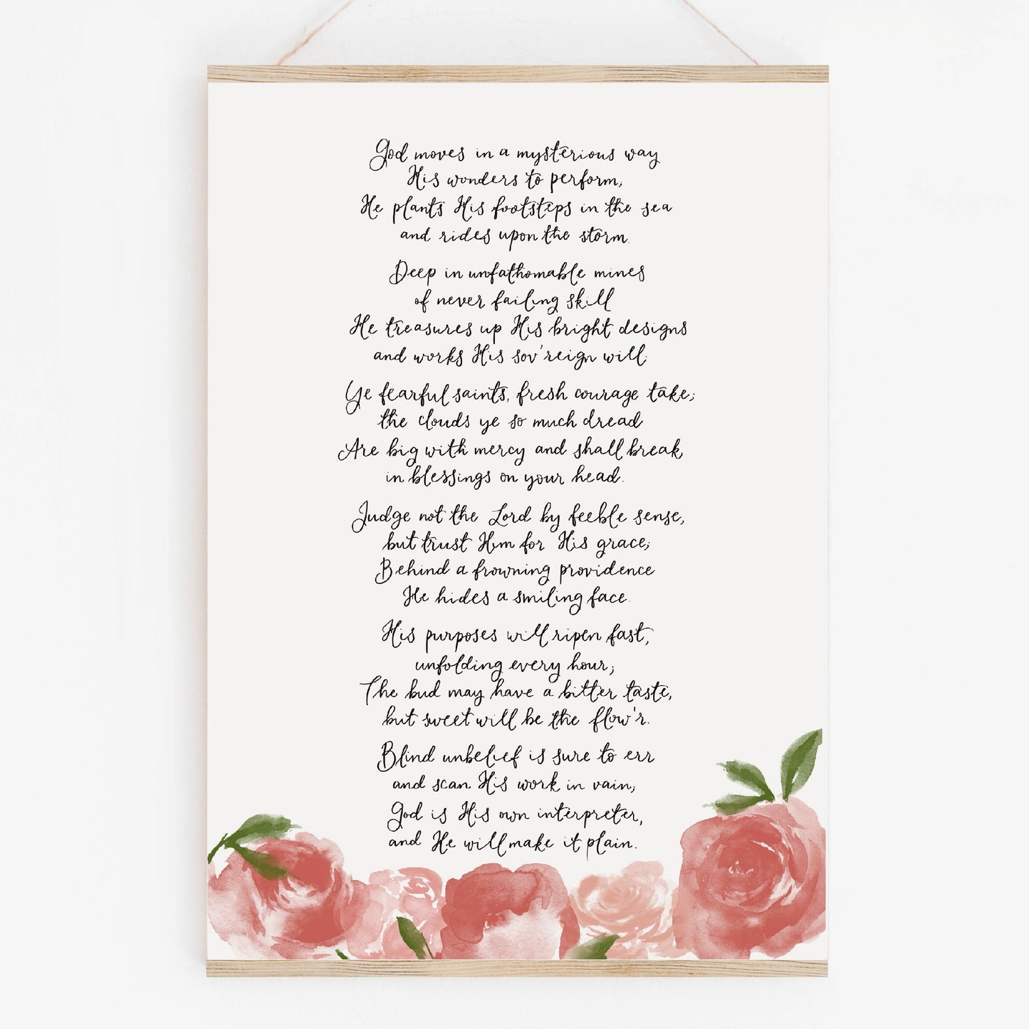 A4 Christian print - God moves in a mysterious way hymn And Hope Designs Print