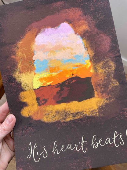 A4 Christian print - His heart beats Easter decor And Hope Designs Print