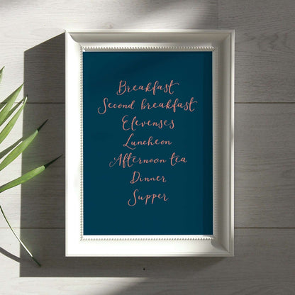 A4 print - Lord of the Rings Hobbits meals of the day (second breakfast) And Hope Designs Posters, Prints, & Visual Artwork