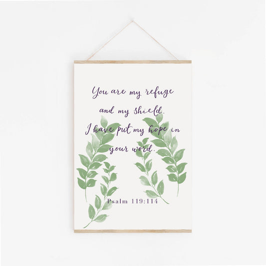 A5 Christian print - Psalm 119:114 - botanical And Hope Designs Posters, Prints, & Visual Artwork