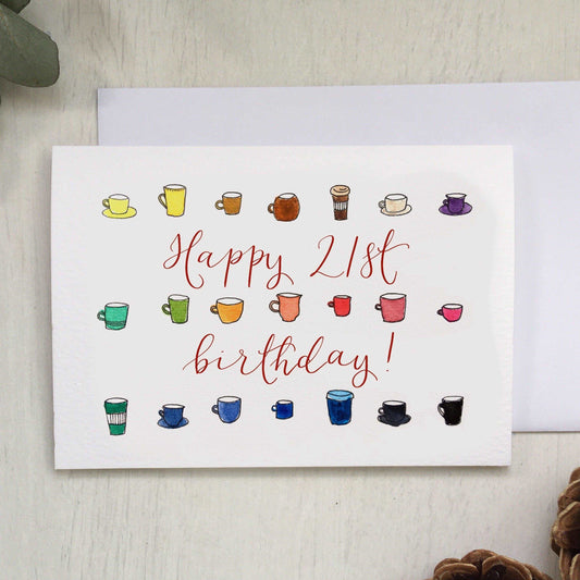 21st birthday card - mugs and cups Greeting & Note Cards And Hope Designs   