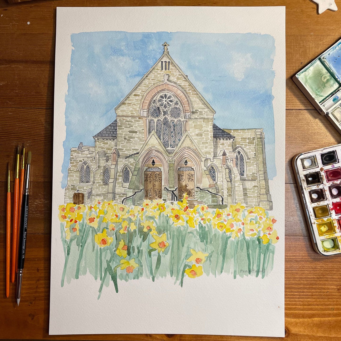 Custom Watercolour church or wedding venue painting Commission And Hope Designs A3 No thanks 