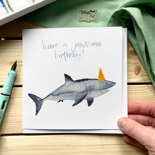 Funny pun shark birthday card Cards And Hope Designs   
