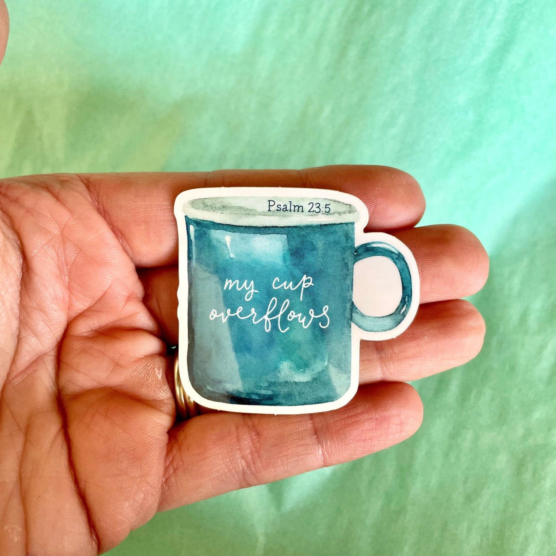And Hope Designs stickers My Cup overflows - watercolour mug Christian sticker - vinyl