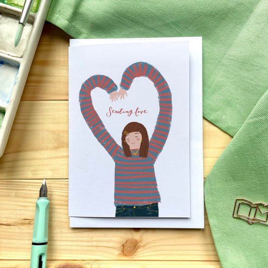 Sending love illustrated card Greeting & Note Cards And Hope Designs    - And Hope Designs