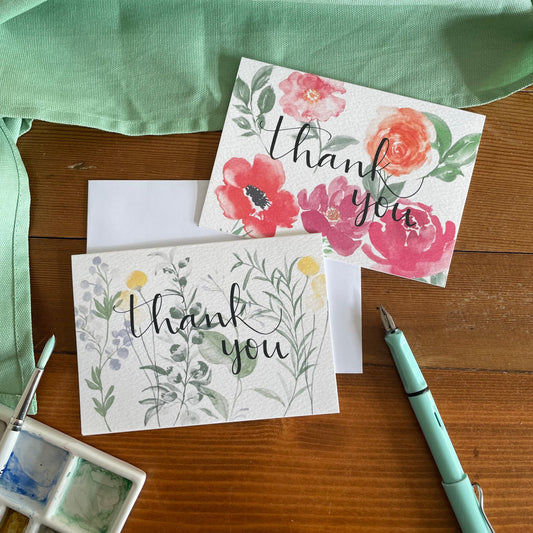 Thank you cards - botanical & floral set Cards And Hope Designs   