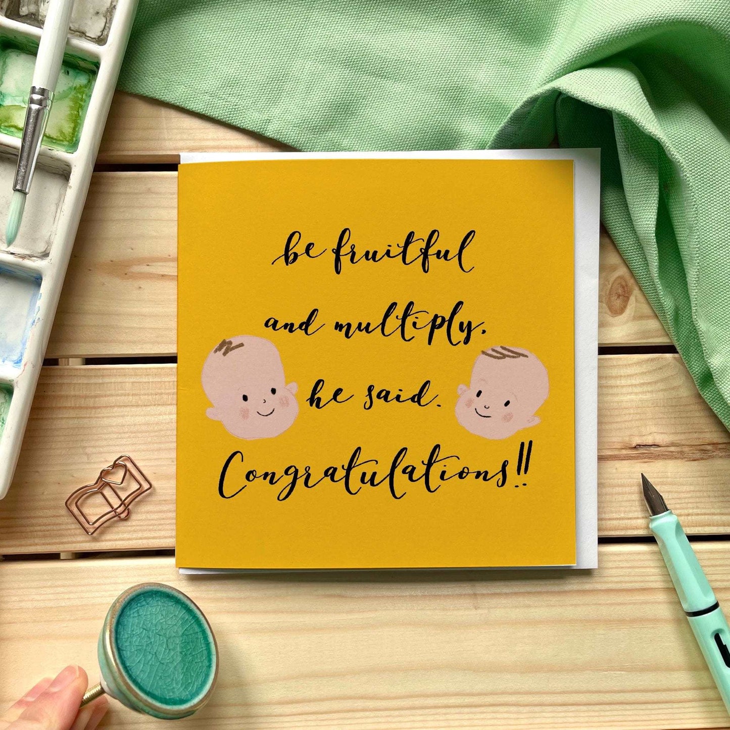 Be fruitful and multiply Christian new baby card (for twins!) And Hope Designs Greeting & Note Cards