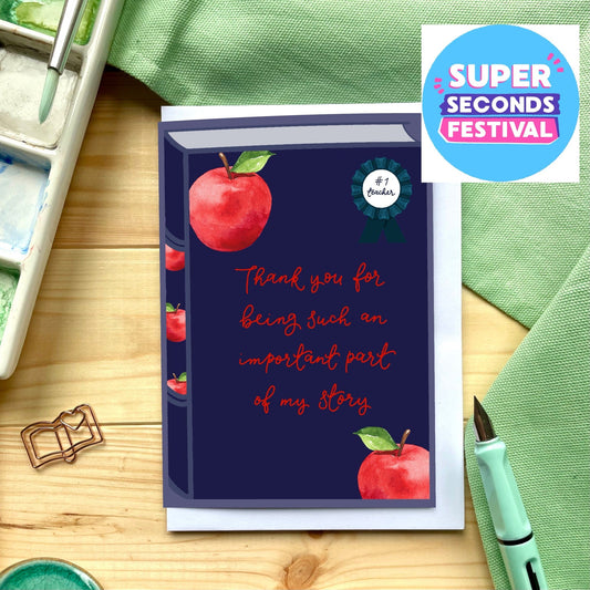 Book greeting card - thank you teacher And Hope Designs Cards