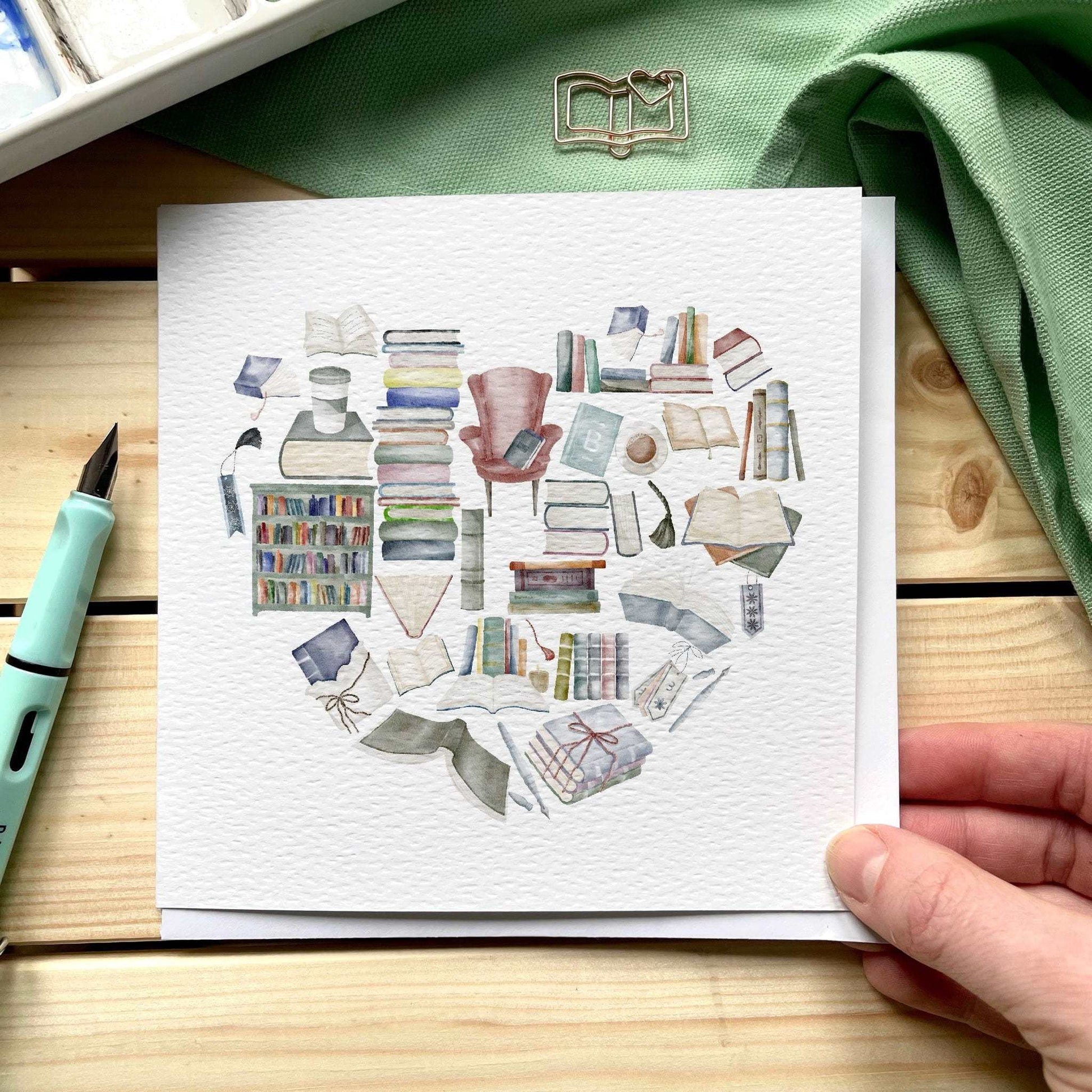 Book reading heart luxury greeting card And Hope Designs Cards
