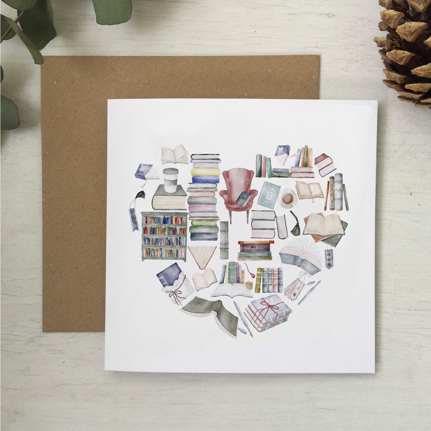 Book reading heart luxury greeting card And Hope Designs Cards