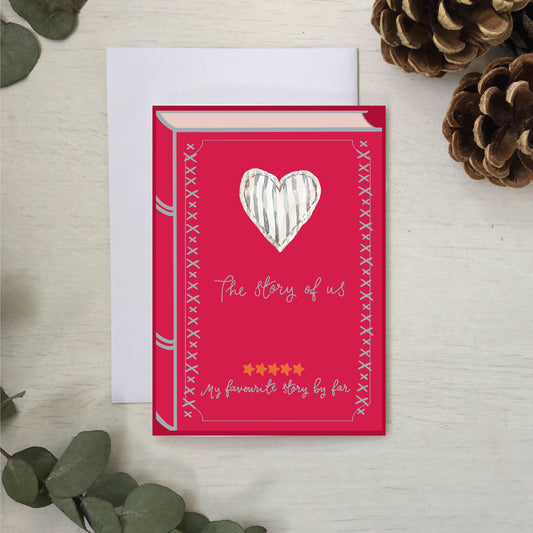 Book romantic card - The story of us - hot pink And Hope Designs Cards