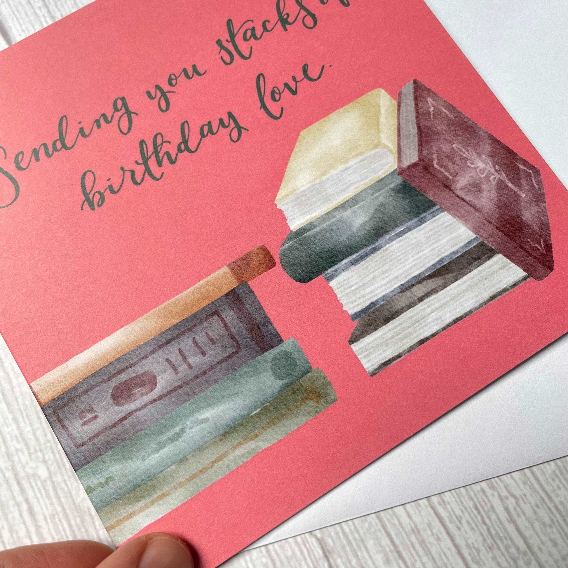 Book stacks of birthday love card And Hope Designs Cards